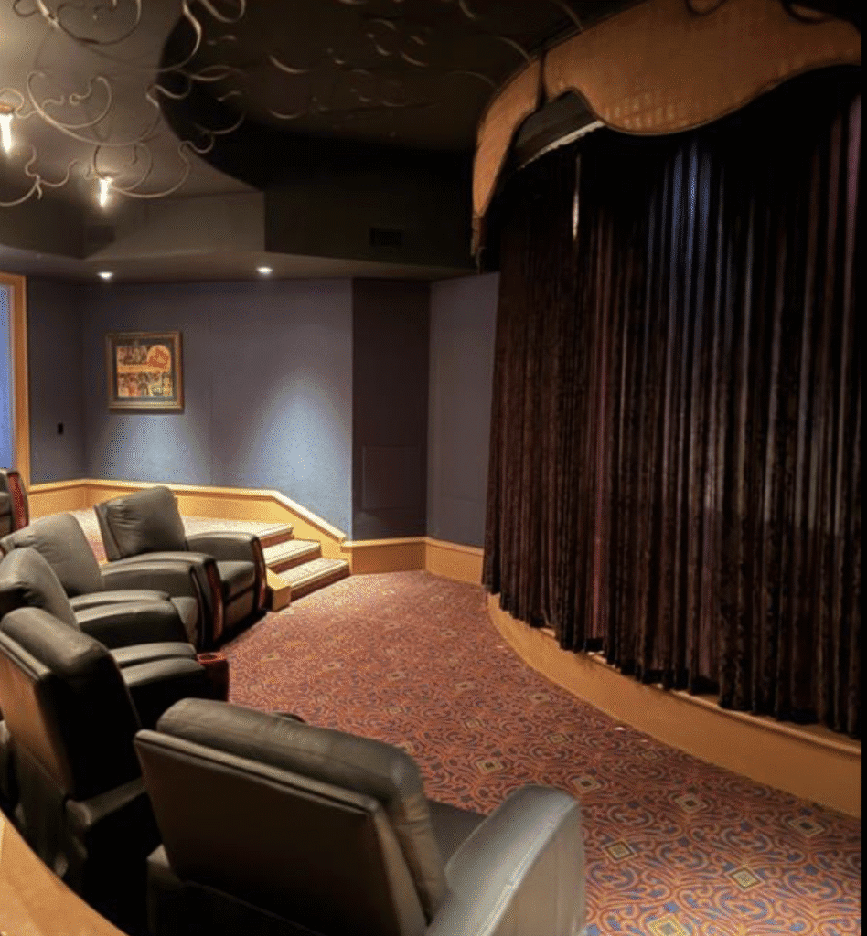 The in-home movie theater at 21 Grand Manor in Sugar land
